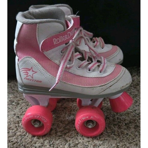 Roller Derby Firestar Roller Skates Youth Girl's Size 1 White Neon Pink With Box - Picture 3 of 16
